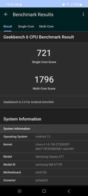 geekbench galaxy a71